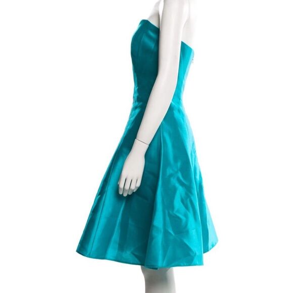 Albert Sung Elegant Teal A-line Strapless Dress - Picture 2 of 3